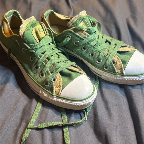 Converse Other - Men's size 6 women’s size 6 Converse Double Upper khaki green on tan Low Tops